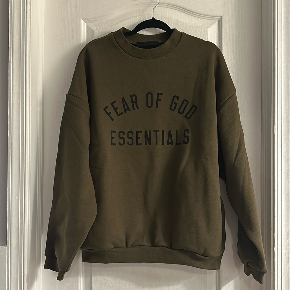 Fear Of God Essentials Olive Green Sweatshirt